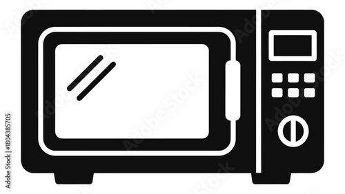 Microwave oven icon in a minimalist style, a modern kitchen appliance for quick food heating and cooking.