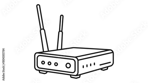 Modem or router line icon. internet signal distribution device illustration. network hardware, communication technology