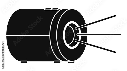 Modern black laser projector silhouette emitting three focused light beams, illustrating advanced display technology