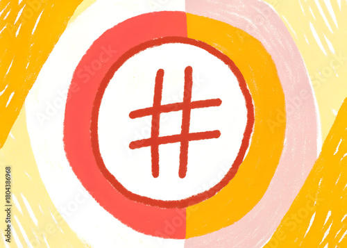 Red and white circle with a hashtag symbol inside