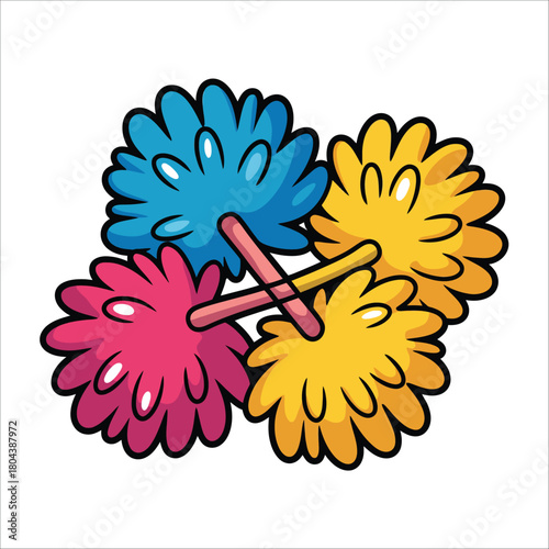 Blue design vector illustration of a spring leaf pattern with a broom and dustpan