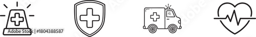 Medical icons isolated on representing healthcare and emergency