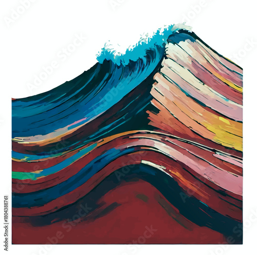 abstract multicolor single wave cartoom vector illustration