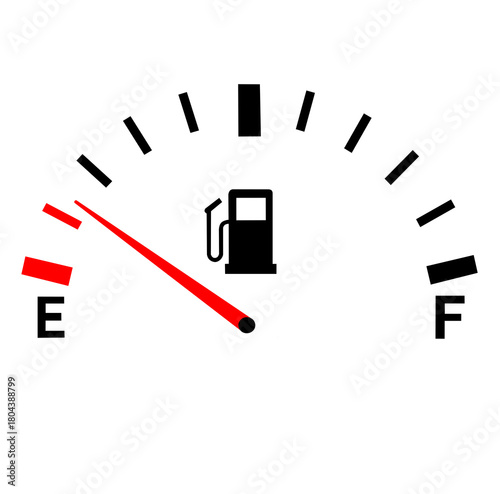 Vehicle fuel indicator flat icon in line shape, empty simple icon, gas and fuel meter flat icon, fuel pump nozzle symbol, Gas Tank 