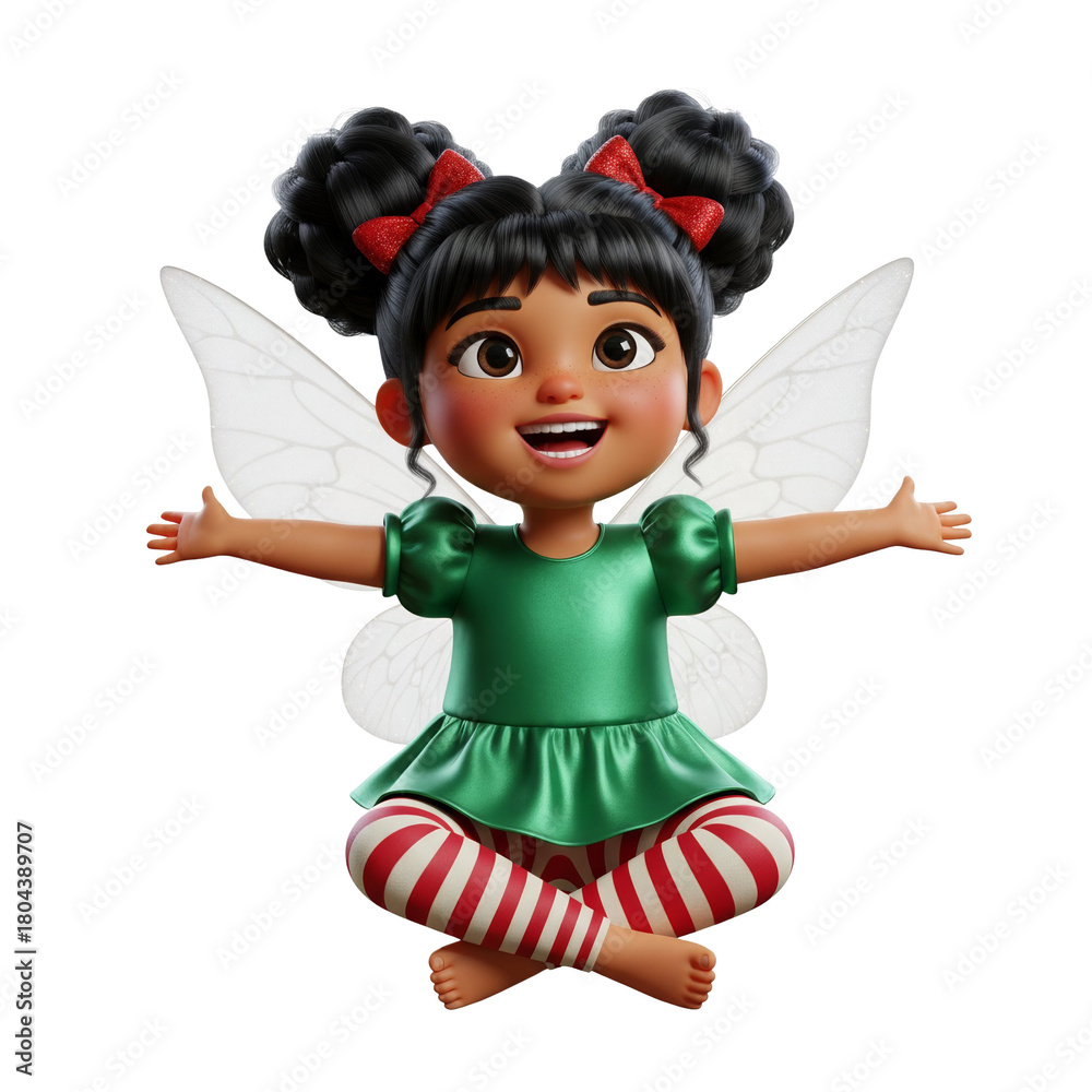 Fototapeta premium Whimsical fairy girl with bright smile ready for magical adventures, perfect for kids
