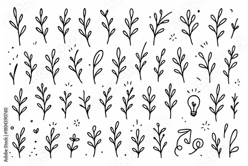 Hand-drawn doodle vector set of stem accents created in a fun sketchy style, isolated on white background
