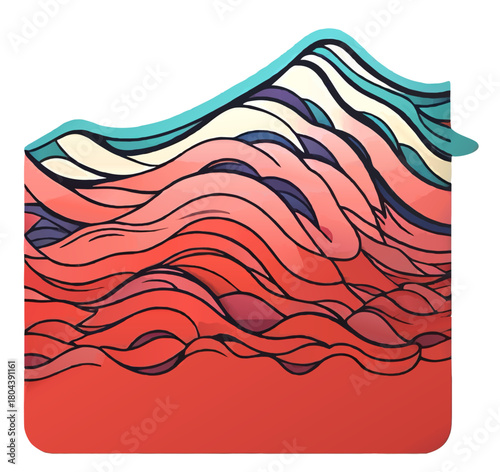 cartoon 3d abstract wave pattern vector illustration