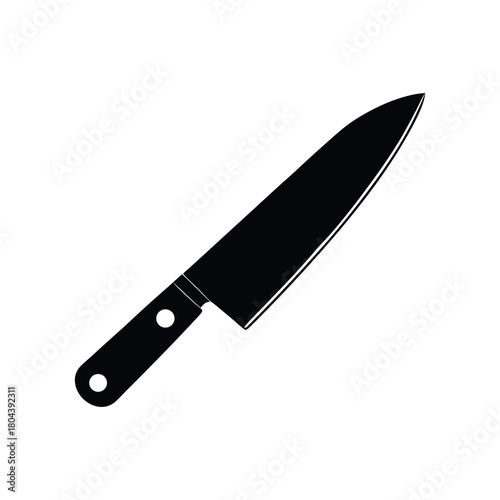 Simple silhouette of a chef knife on a black background