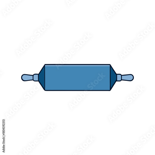 Simple blue rolling pin icon on a black background