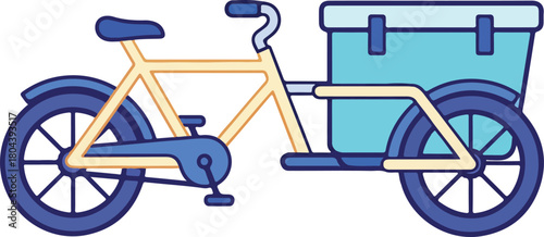 Bike with a cooler box, perfect for outdoor advertising or promoting travel and recreational products, representing convenience and fun.