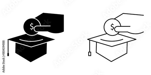 college savings set icon on white background