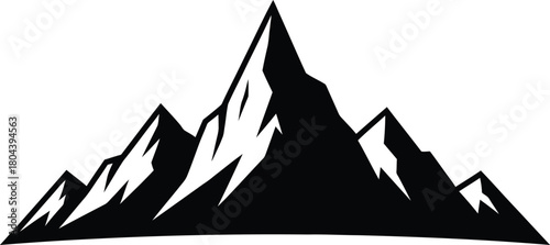 Mountain range vector illustration black and white peak landscape art eps silhouette
