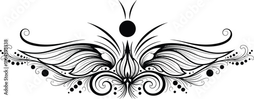 Black and white floral vector design element decorative illustration eps silhouette