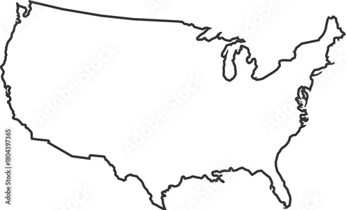 United States map with outer border only