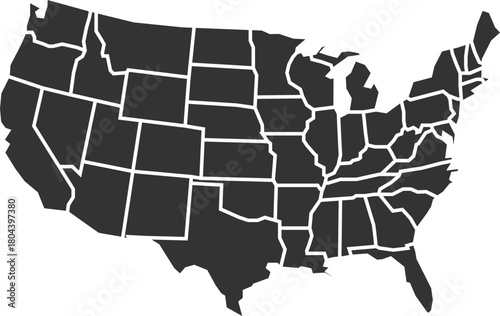 USA map with state outlines vector