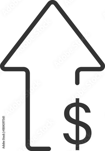Price increase icon with upward arrow