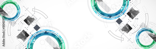 Abstract background. Scientific and technological concept with the use of technical elements formed in the shape of a circle. Vector
