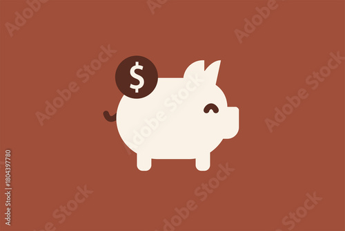 Premium piggy bank illustration in flat style design. Vector illustration	