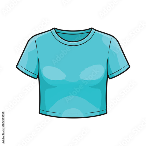 Basic Teal T-Shirt Blank Tee Casual Summer Fashion Cartoon Vector Illustration Clipart