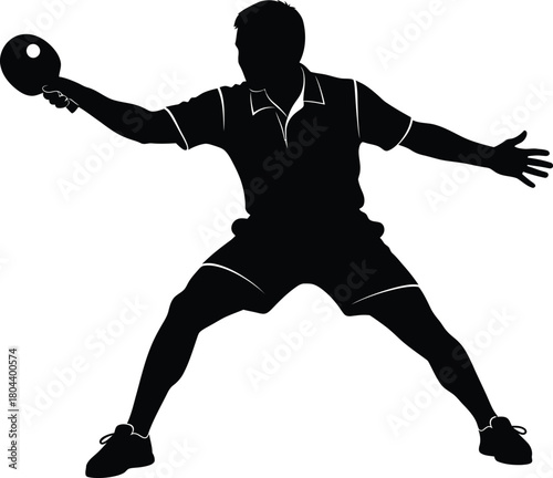 Table tennis player silhouette vector illustration ping pong sport art eps