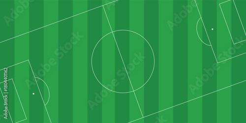 top view of soccer field, vector, modern illustration
