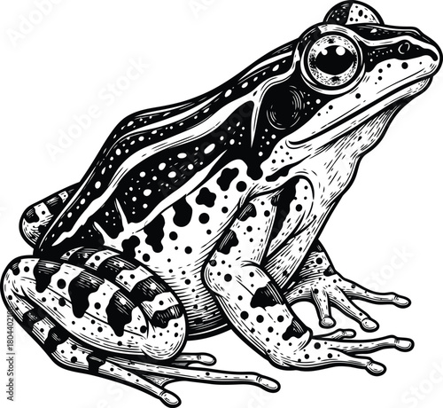 Black and white frog illustration amphibian wildlife vector graphic eps silhouette