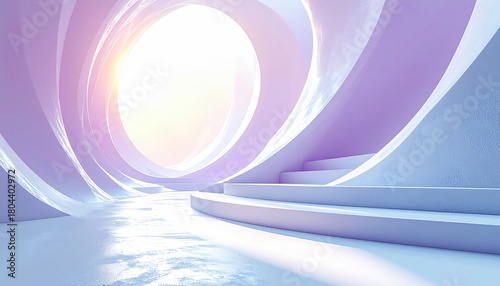 Fototapeta Naklejka Na Ścianę i Meble -  Pastel Luminous Tunnel with Radiant Circular Opening