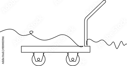 one line art Folding Trolley Cart vector illustration. line art, one continuous line, simple, hand drawn and sketch style. for icons, symbols, signs or logos. PNG