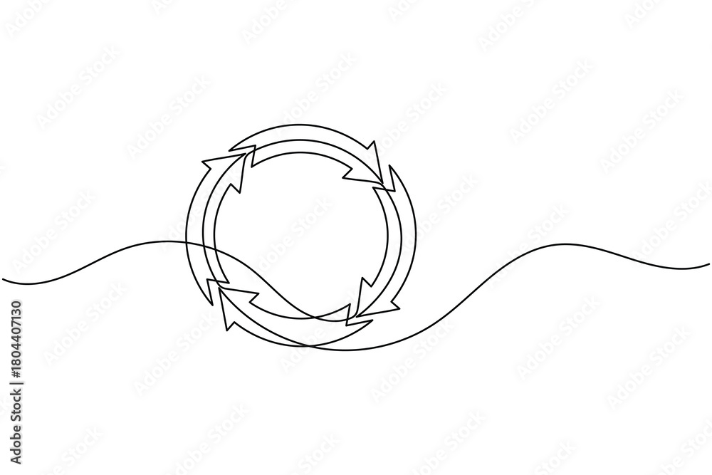 Obraz premium Recycle symbol continuous one line drawing minimalist eco friendly concept illustration
