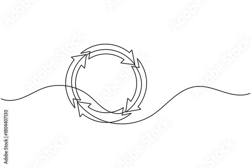 Recycle symbol continuous one line drawing minimalist eco friendly concept illustration