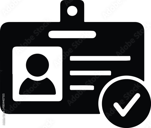 Illustration employee id card with checkmark approved silhouette vector