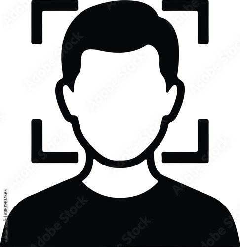 Illustration Face scan with biometric authentication technology silhouette vector