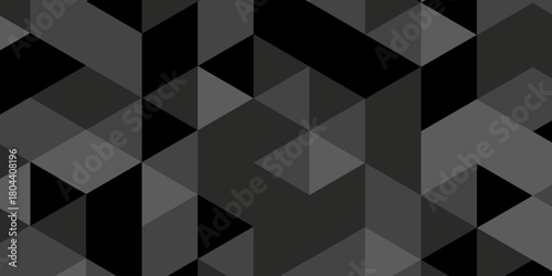 Abstract geometric wall tile and metal cube background triangle wallpaper. Seamless geometric pattern low polygon backdrop background. Gray diamond overlap polygonal background.	
