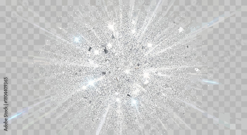 Abstract explosion of silver glitter, a dazzling effect for celebrations and design