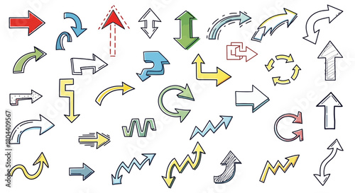 Whimsical arrow collection: Hand-drawn directional markers for design and interfaces