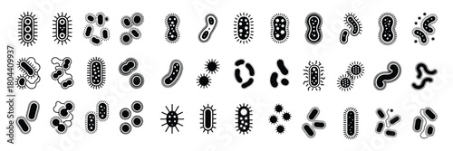 Bacteria collection featuring diverse microbiology microorganism shapes