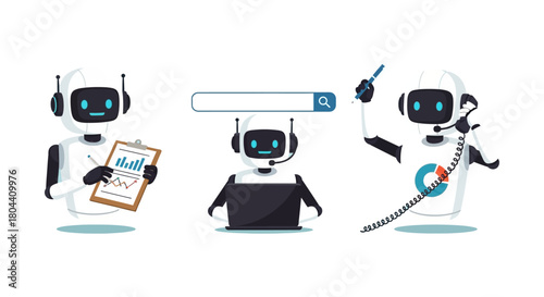 ai chatbots performing data analysis virtual customer support and communication illustrating modern business automation and digital solutions