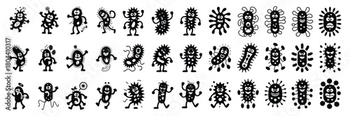 Fun germs and bacteria characters for science or health illustrations