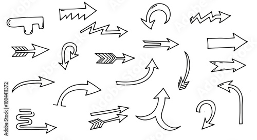 Hand-Drawn Arrows Vector Illustration Set for Design and Directional Guidance