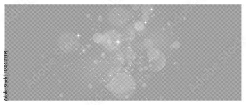 . Bokeh light lights effect background. Christmas background of shining dust. Christmas glowing light confetti and spark overlay