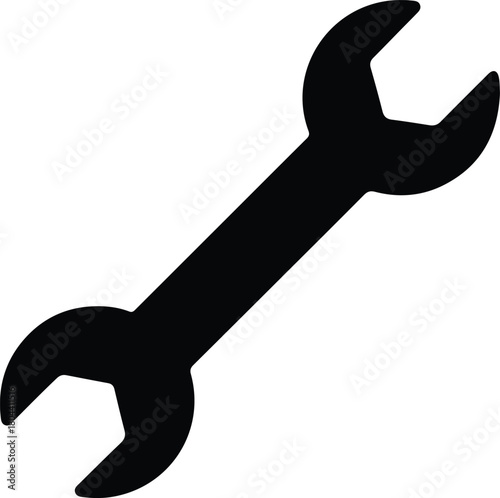 Illustration single wrench tool construction equipment silhouette vector