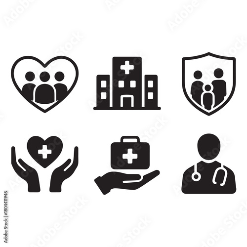 Public health icon set vector