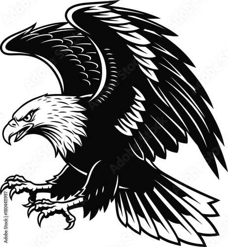 Eagle attacking pose fierce bird vector illustration
