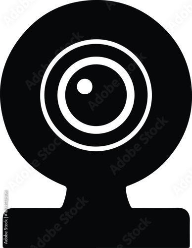 Illustration webcam device for video conference internet communication silhouette vector