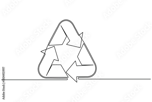 Recycle symbol continuous one line drawing minimalist eco friendly concept illustration