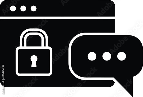 Secure browser message communication icon vector