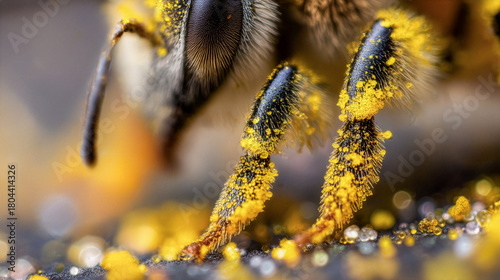 Ultra-Realistic Macro Shot of a Bee’s Pollen-Covered Leg