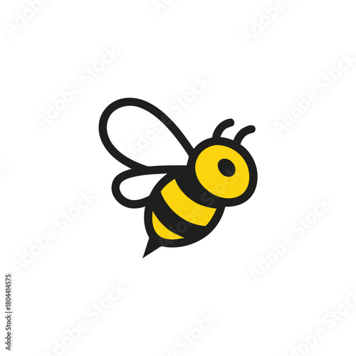 Cartoon bee with wings and stripes