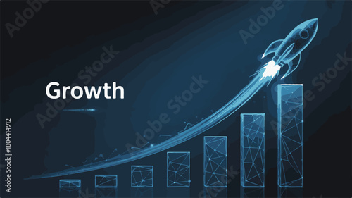 Rocket Launching Upward Graph for Business Growth Concept