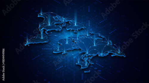 Global connection network background. World map. Internet technology concept or global communication.	